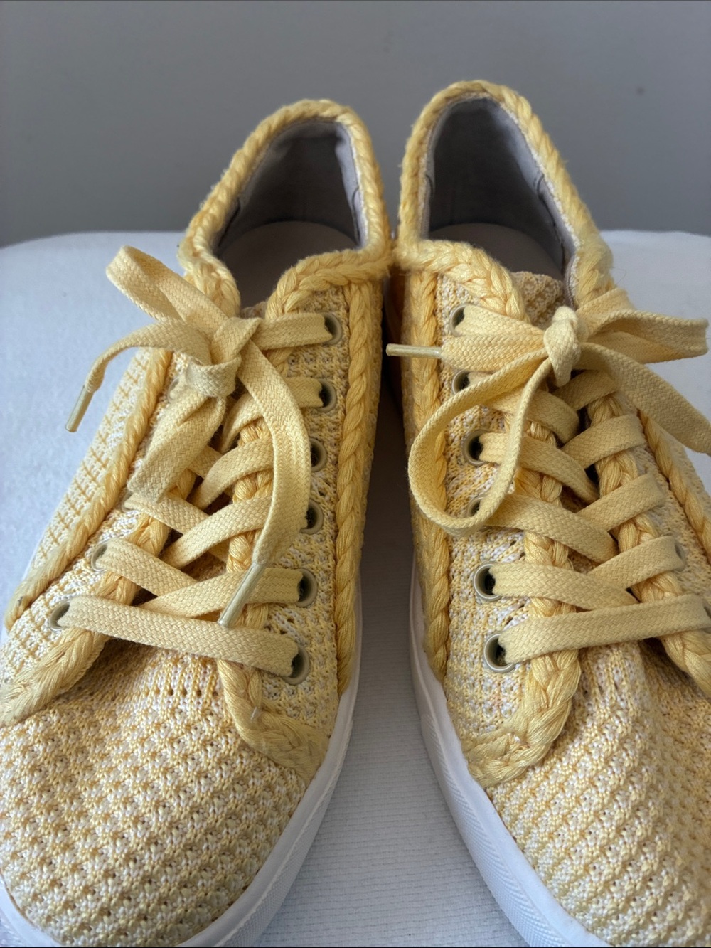 Sam Edelman Sunflower Yellow Knit Braided-Trim Kids Sneakers